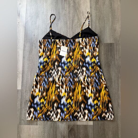 Forever 21 Animal Print Slip Dress NEW Black Blue Tan - Picture 8 of 12
